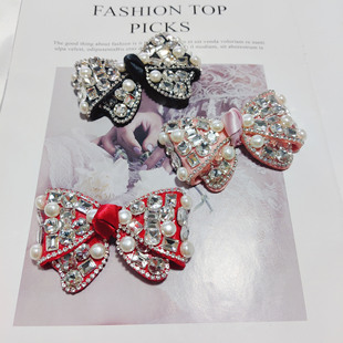 2024 New Girls Shoe Accessories Three-color Pearl Glass Double-layer Bow Accessories Clothing Accessories Shoe Flower Decoration