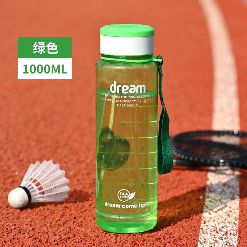 Verano de gran capacidad de plástico transparente taza de separación de té con cuerda portátil taza recta deportes al aire libre taza portátil