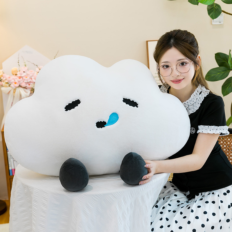 New creative mood cloud plush pillow, cute cloud sleeping companion toy, no worries, no unhappiness pillow
