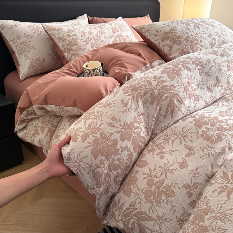 Jacquard grueso molido de algodón de tres capas de hilo de cuatro piezas de un conjunto de sábanas de algodón de clase A de tres piezas de ropa de cama de otoño y invierno 4