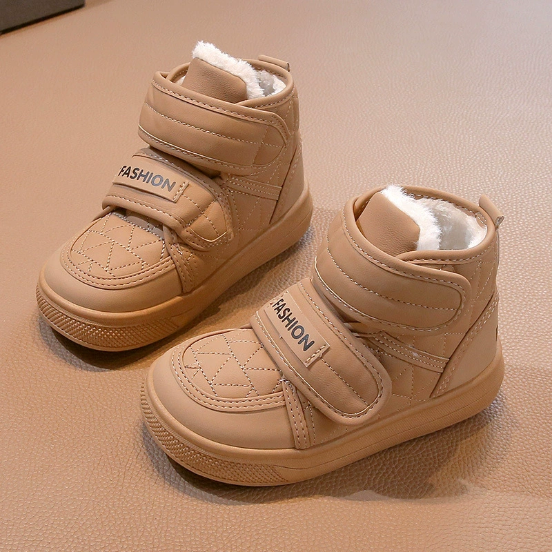 [Спот] хлопчатобумажная обувь для мальчиков 2024 зимой новые детские бархатные толстые хлопковые сапоги для девочек с мягким дном против скольжения снега