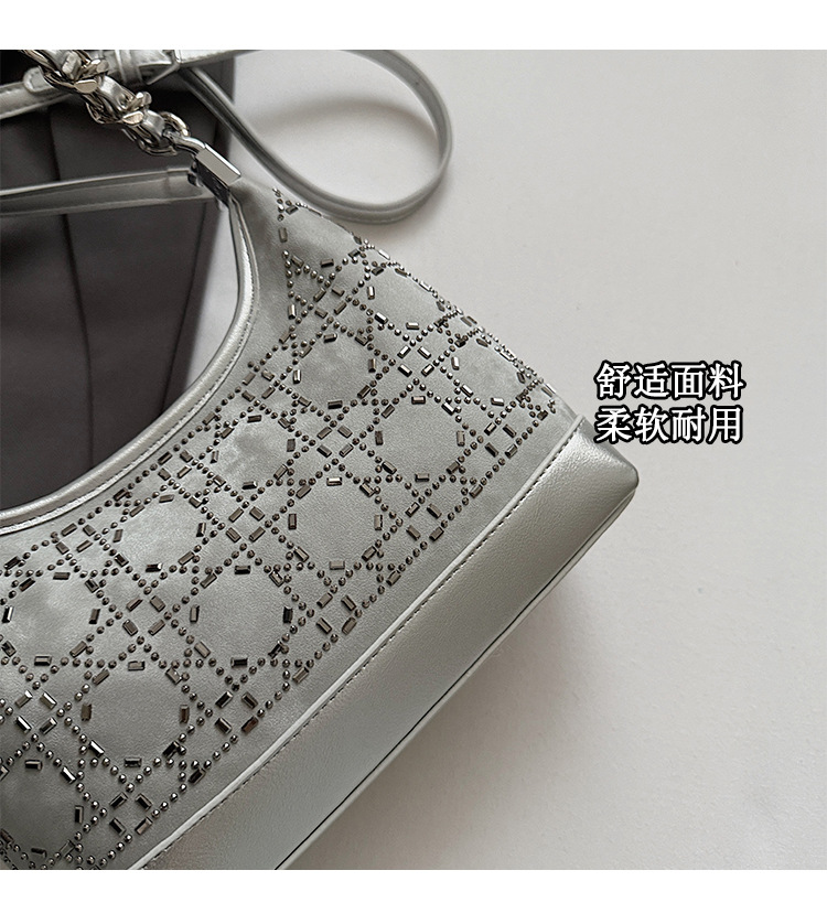 Trendy and stylish underarm bag for women 2025 summer new versatile and fashionable single-shoulder bag, chain denim crossbody bag Specification drawing