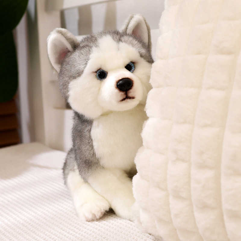 Simulación muñeca Husky juguetes de peluche sentados muñeca de perro muñeca de tela muñeca pequeña regalo para niños image 4