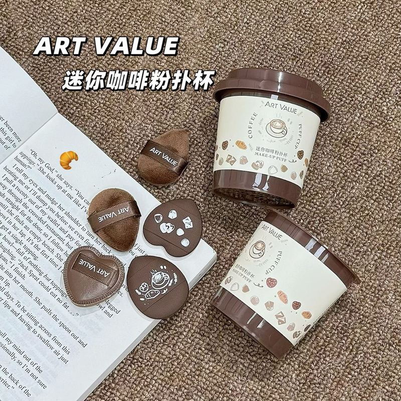 迷你咖啡粉扑杯植绒气垫拇指粉扑干湿两用不吃粉定妆腮红工具|undefined