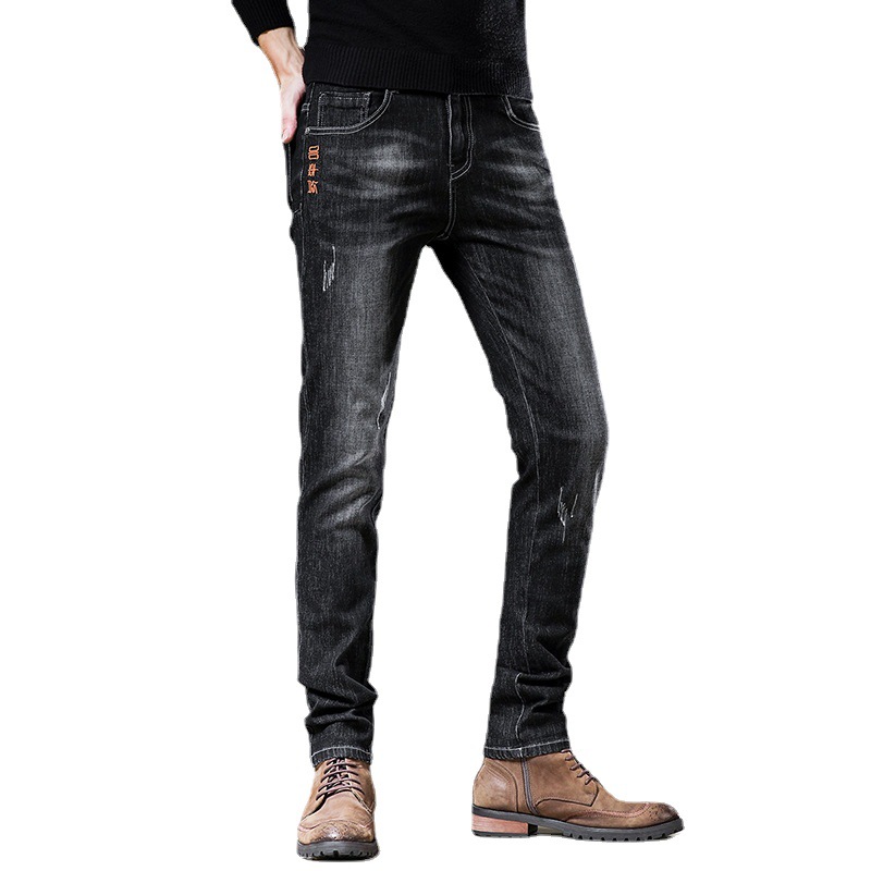 2023 pantalones vaqueros ocasionales del estiramiento de los hombres populares de Four Seasons jóvenes de los hombres del estilo de Hong Kong