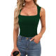 Cross-Border European and American Fashion Foreign Trade Women's Solid Color Slim Square Neck Vest Top