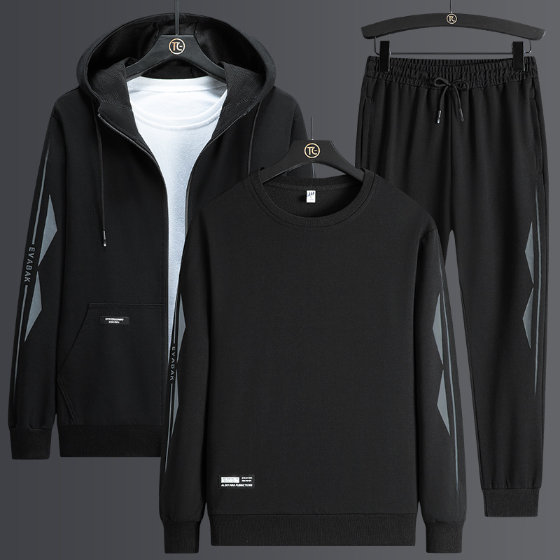 Sudadera extragrande para hombre, traje informal, traje deportivo de otoño e invierno, pantalones jogger de manga larga a la moda, traje de tres piezas.