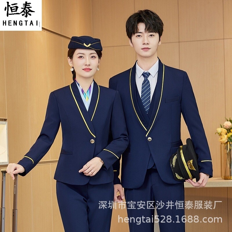 Stewardess uniform professional suit suit autumn and winter men and women with aviation vocational college uniform high-speed rail tooling wholesale