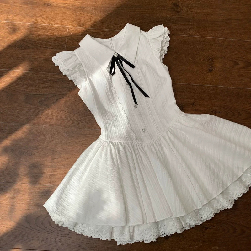 French-Style Gentle Design Bow-Tie Dress for Women, 2026 Summer New Style, Elegant and Sweet Puffy Dress