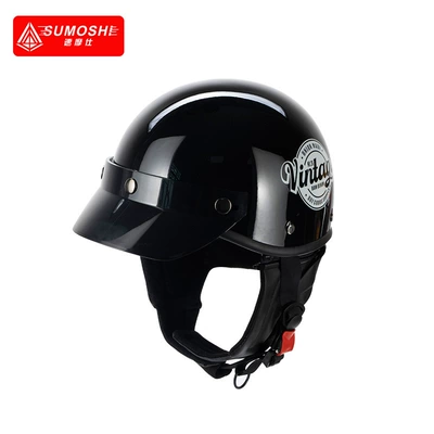 Factory direct Harley retro electric car helmet 3C motorcycle half helmet universal winter helmet cold windproof (Motosiklet kaskı (dəbilqə)) - 3c-english-black-detachable-scarf-one-size-fits-all-55-62-head-circumference