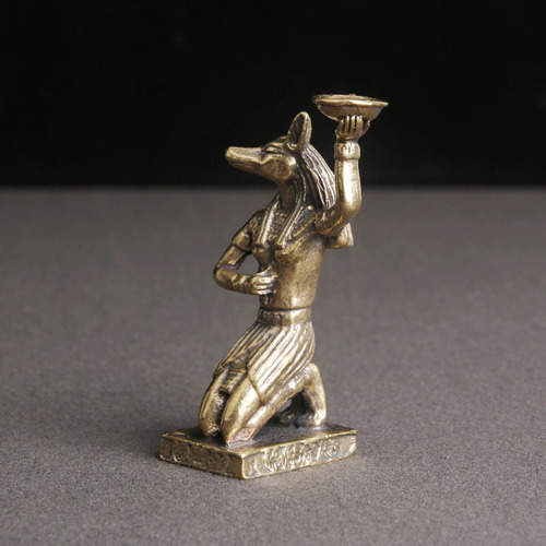 Retro pure brass ancient Egyptian Anubis statue desktop ornaments creative sandalwood holder candlestick crafts wholesale