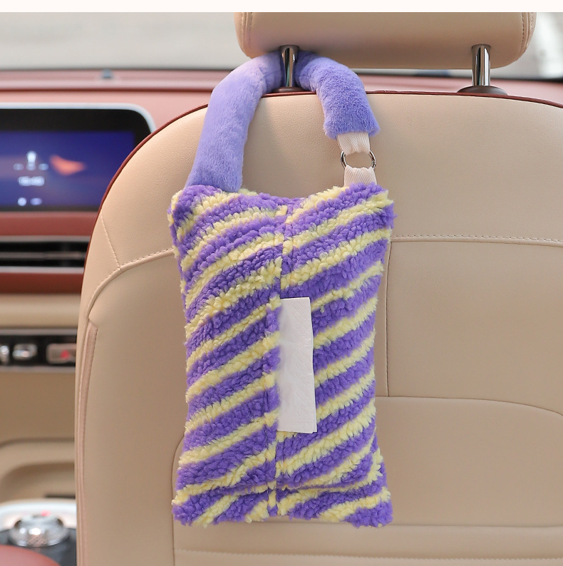 Girls Car Tissue Box Hanging Tissue Box Car Seat Back Multi-Functional Tissue Box Hanging Bag Car Interior Decoration Supplies
