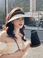 UPF50+大帽檐夏季騎車防紫外線空頂防曬帽女uv太陽帽子遮陽帽遮臉
