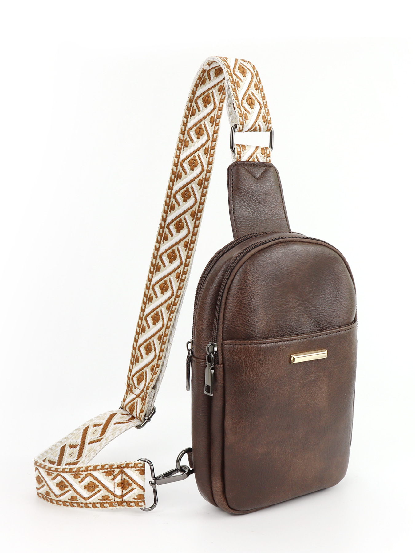259g Weight Polyester Lining Material Zipper Closure Type Sling Strap Strap Type Fanny Pack Bags Type Daily Occasion Pu Leather Material Color Block Pattern All Seasons Season Unisex Gender Vintage Style Style Oval Shape Unisex Vintage Style Color Block Pu Leather Waist Bags 35