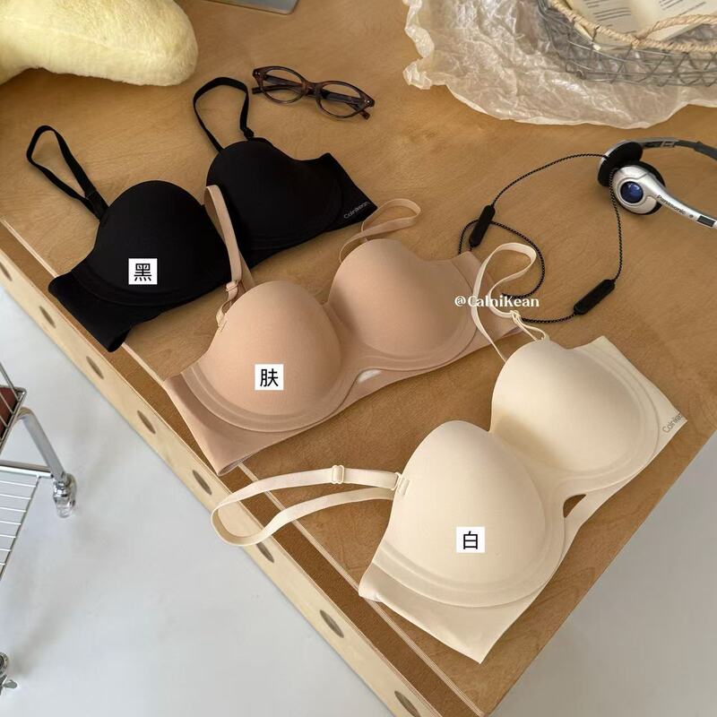 A32 Anti-Sensitive Non-Slip Strapless Underwear Small Poly Egg Half Cup Three-Dimensional Soft Support Non-Slip Breathable Side Collective Spring and Summer