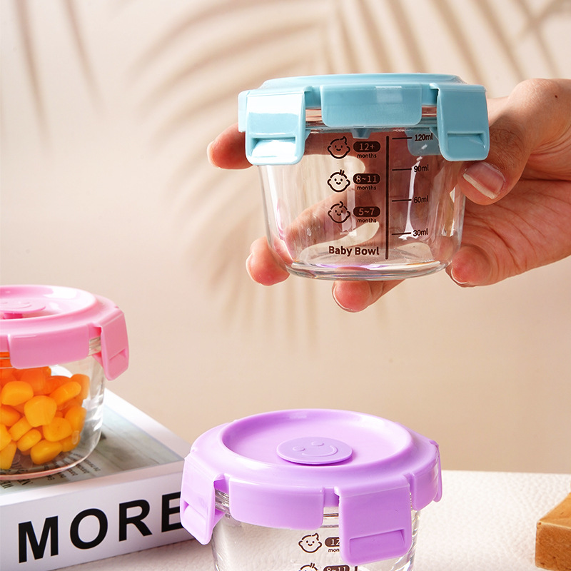 Caja de alimentos con bajo contenido de boro para almacenar vidrio para bebés, tazón de alimentos para bebés al vapor, tazón de huevos al vapor, caja de alimentos con vidrio, frasco sellado
