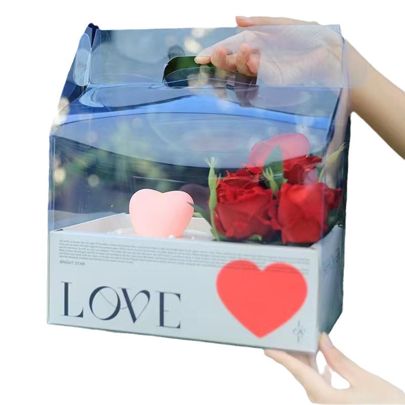 Yixing transparente PVC caja portátil de pastel de flores recubierto caja de regalo de frutas impermeables caja de embalaje de pastel