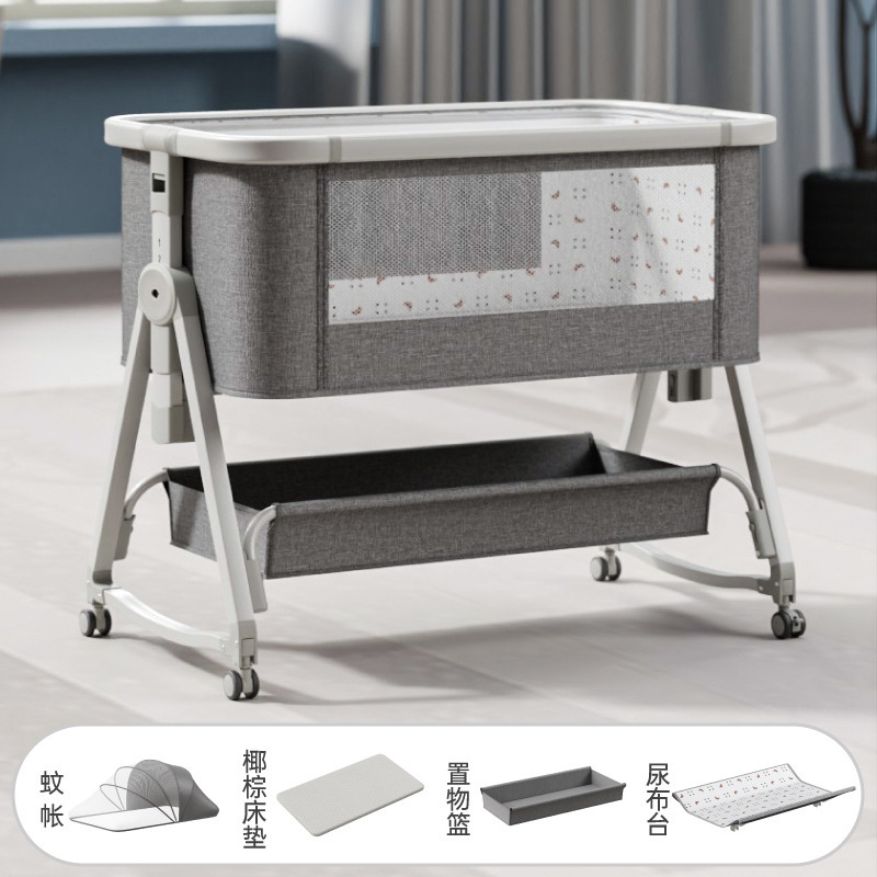 Recién nacido costura gran cama madera grano bebé cuna cama móvil portátil BB cama multifuncional bebé cuna