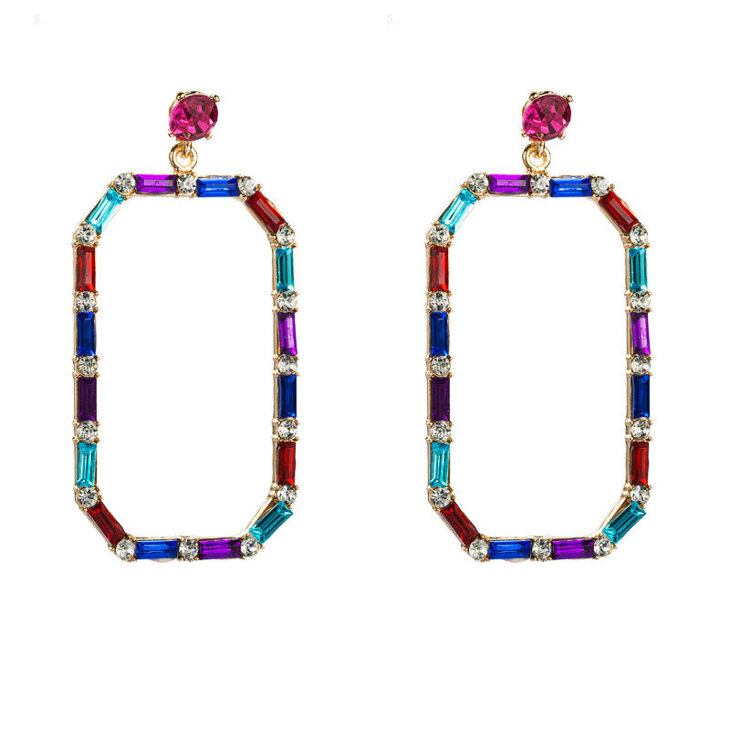 Fashion Style Diamond Craft Fashion Flower Diamond Alloy Artificial Gemstones Earrings