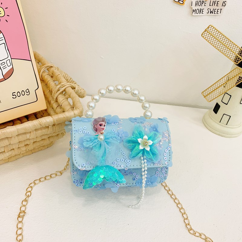 A principios de otoño bolsos para niños, niñas, princesas de moda, sirena de perlas, bolsos de hombro.