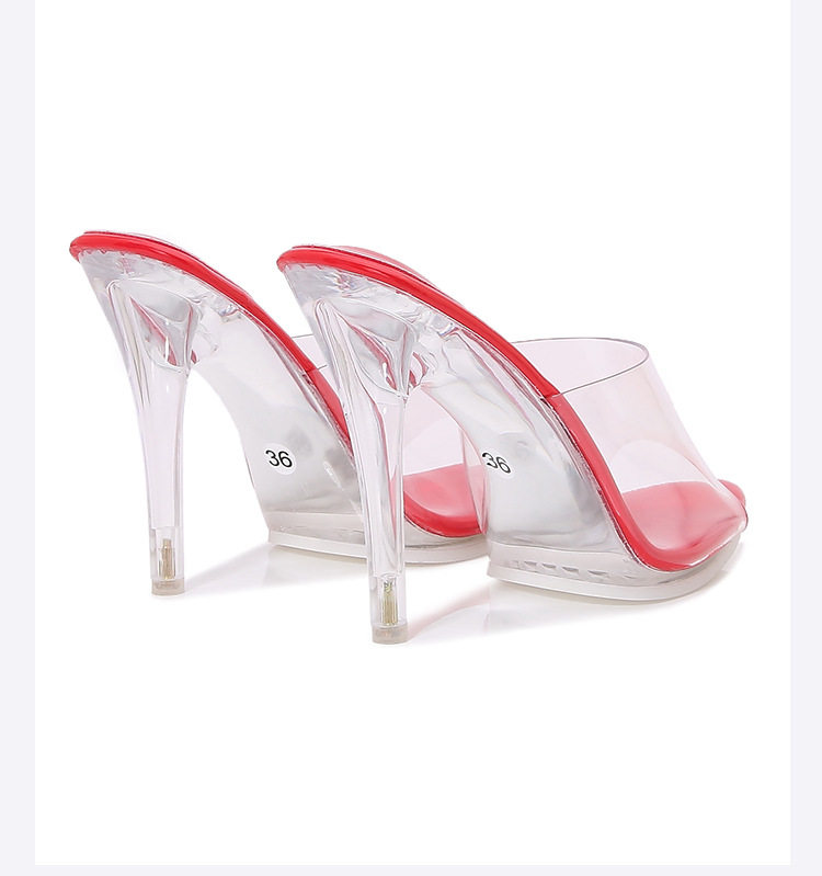 Dép sandal cao gót nhọn quai trong suốt mũi hở phong cách tiên nữ — Màu bạc, Màu trắng, Màu đen, Màu đỏ chi tiết 33