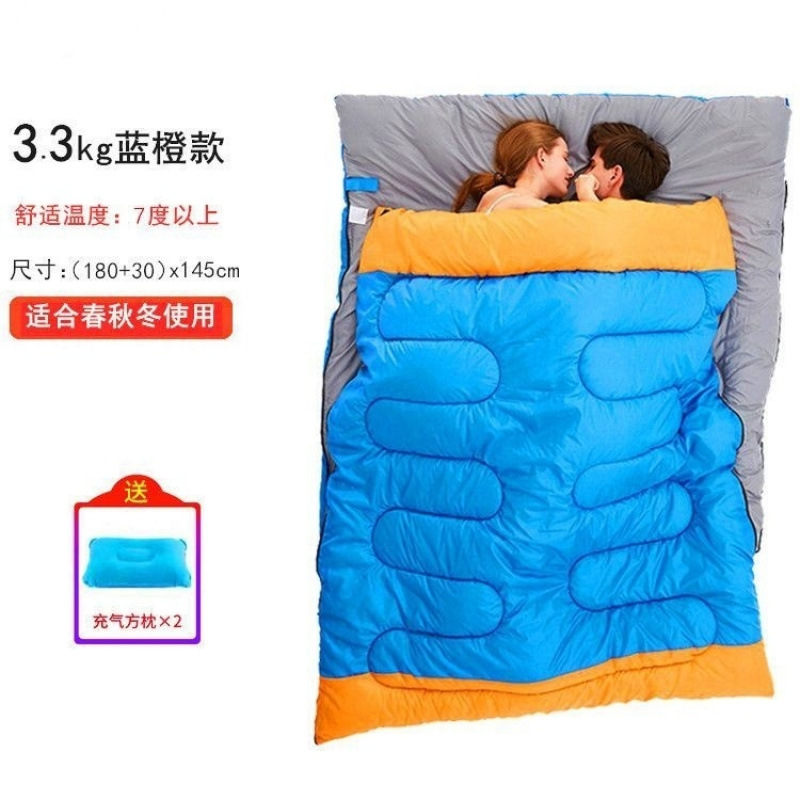 Hamaca doble azul y naranja de 3,3 kg con 2 almohadas rectangulares --- ¡Producto estrella, descuento directo!