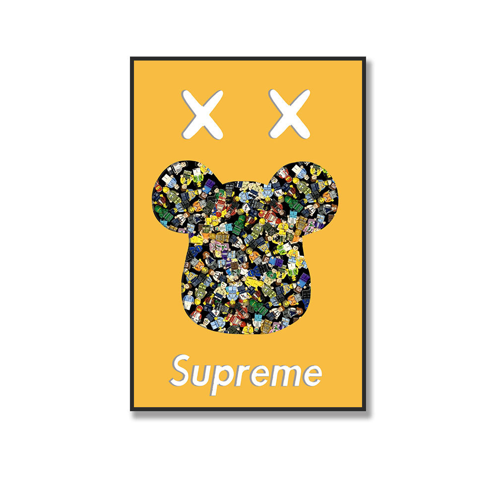 Lego bloques de construcción pintura decorativa Oso violento de dibujos animados pintura decorativa tridimensional real triple sala de estar pintura decorativa pasillo pintura pasillo