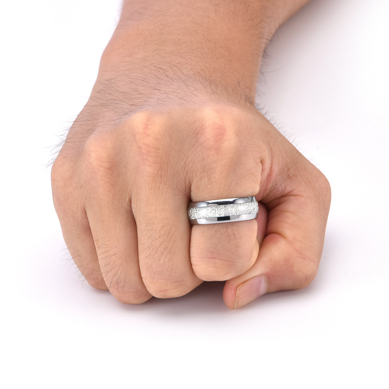 All Seasons Season Unisex Gender Retro Modern Style Geometric Tungsten Steel Plating Unisex Rings Men Band Rings