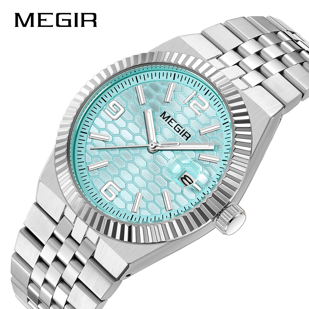 Men's Business Quartz Watch Steel Strap 3D Honeycomb Embossed_voghion.com