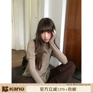 波点吊带针织打底衫女春秋新款小众修身设计两件套上衣