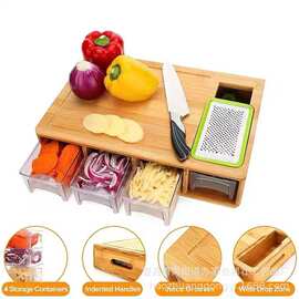 实木厨房切菜板收纳盒抽屉式案板擀面板切水果蔬菜可收纳砧板