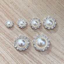 外贸爆款珍珠水钻圆片合金配件diy手工发饰烧焊珍珠饰品配件