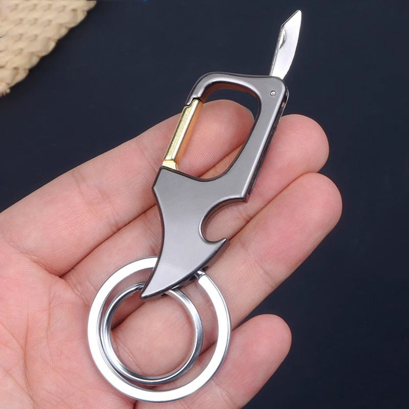 Genuine Patented Multifunctional Men's Waist Keychain with Courier Knife, Car Chain, Simple Bottle Opener Pendant