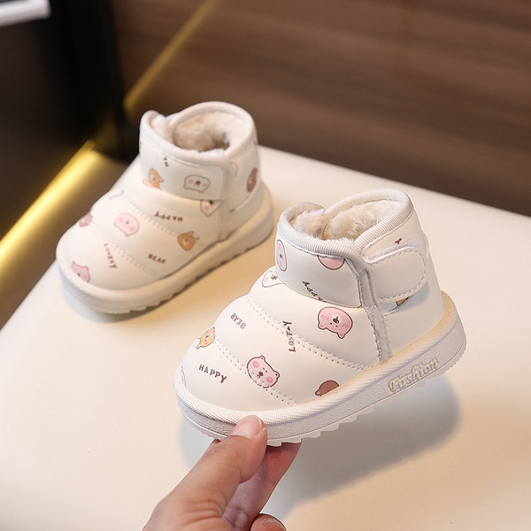 Warm winter toddler shoes for one-year-old female baby