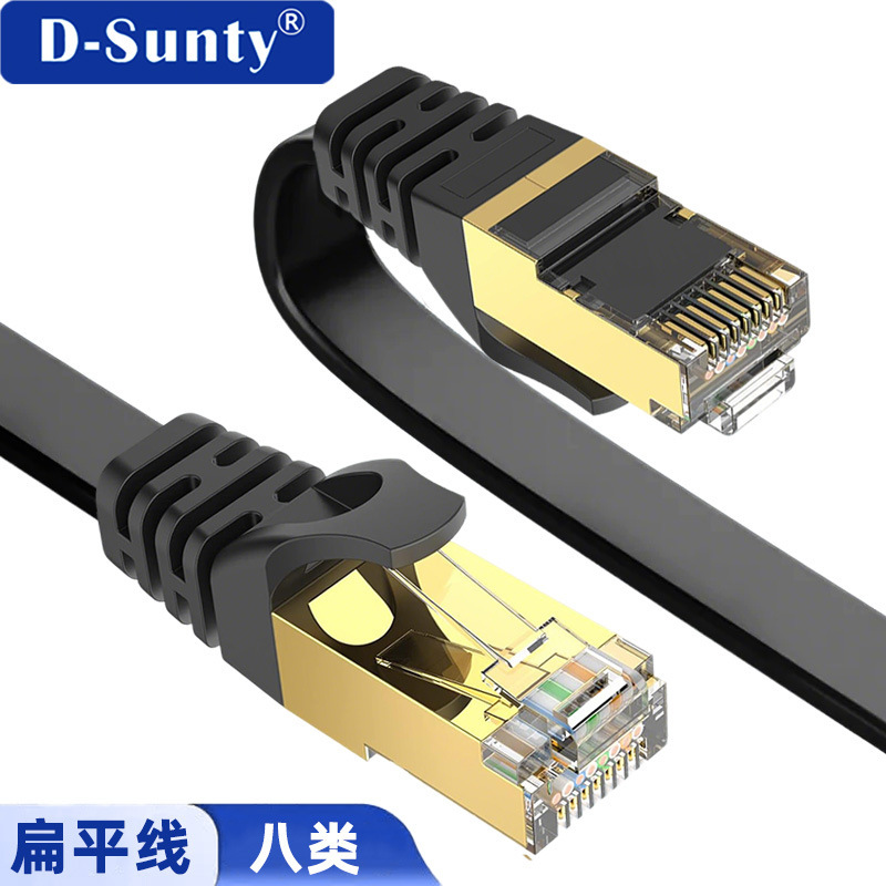 Category 7 Flat Network Cable 10g Oxygen-Free Copper Rj45 Shielded Network Cat7 Router Indoor and Outdoor Decoration Network Cable