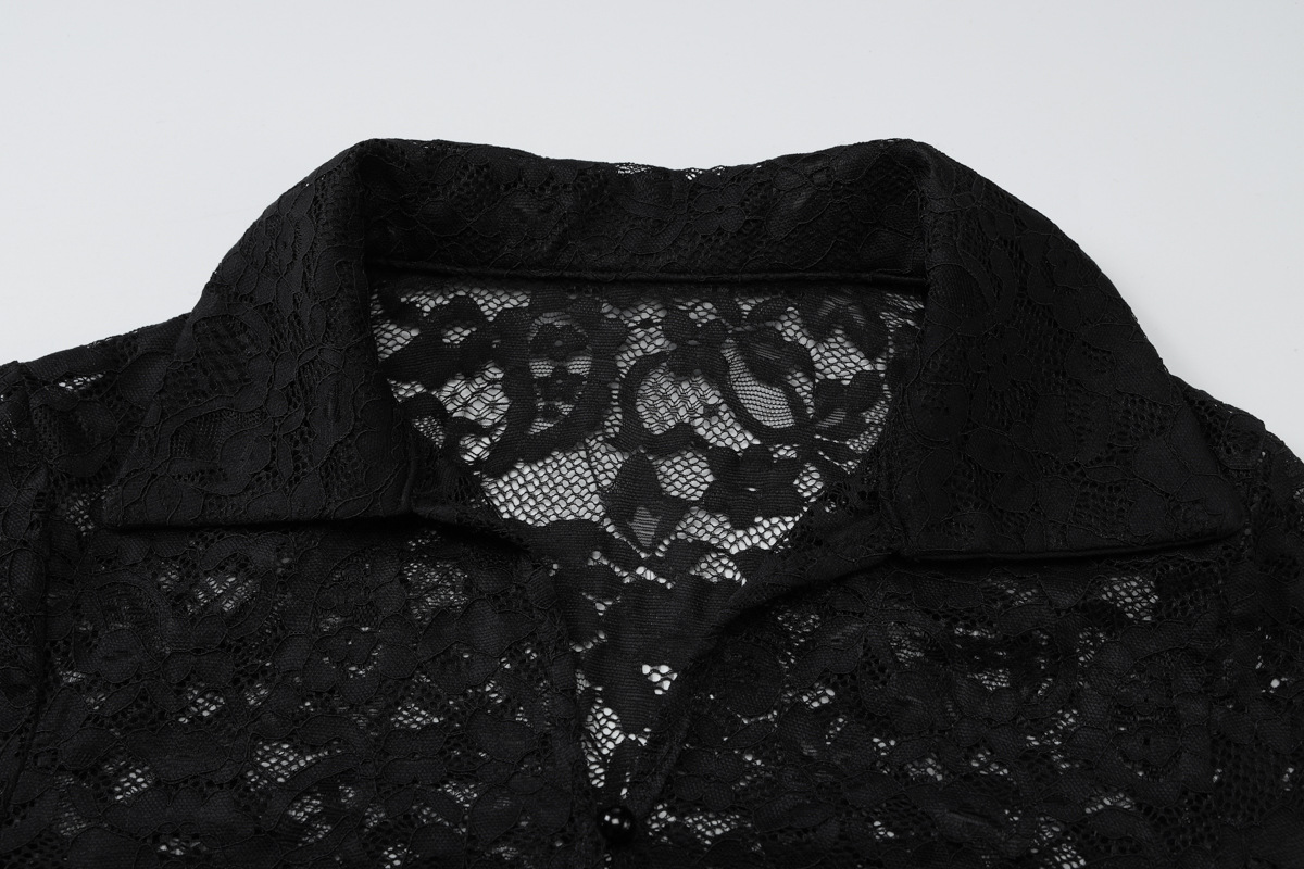 Women Clothing Spring Summer Sexy Lace Cardigan Lightweight Long Sleeved Top