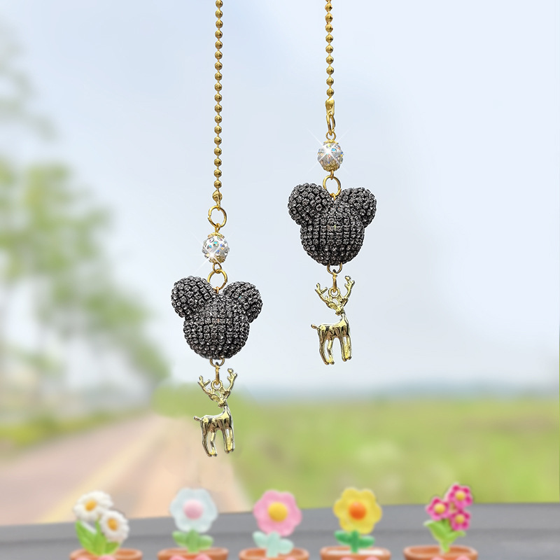 다크 그레이-더블 만화 머리 펜던트 사슴