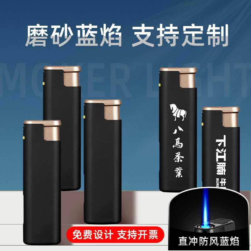 Высококачественная металлическая прямая ветрозащитная Зажигалка оптом утолщенная Взрывозащищенная рекламная зажигалка с логотипом на заказ QR-код