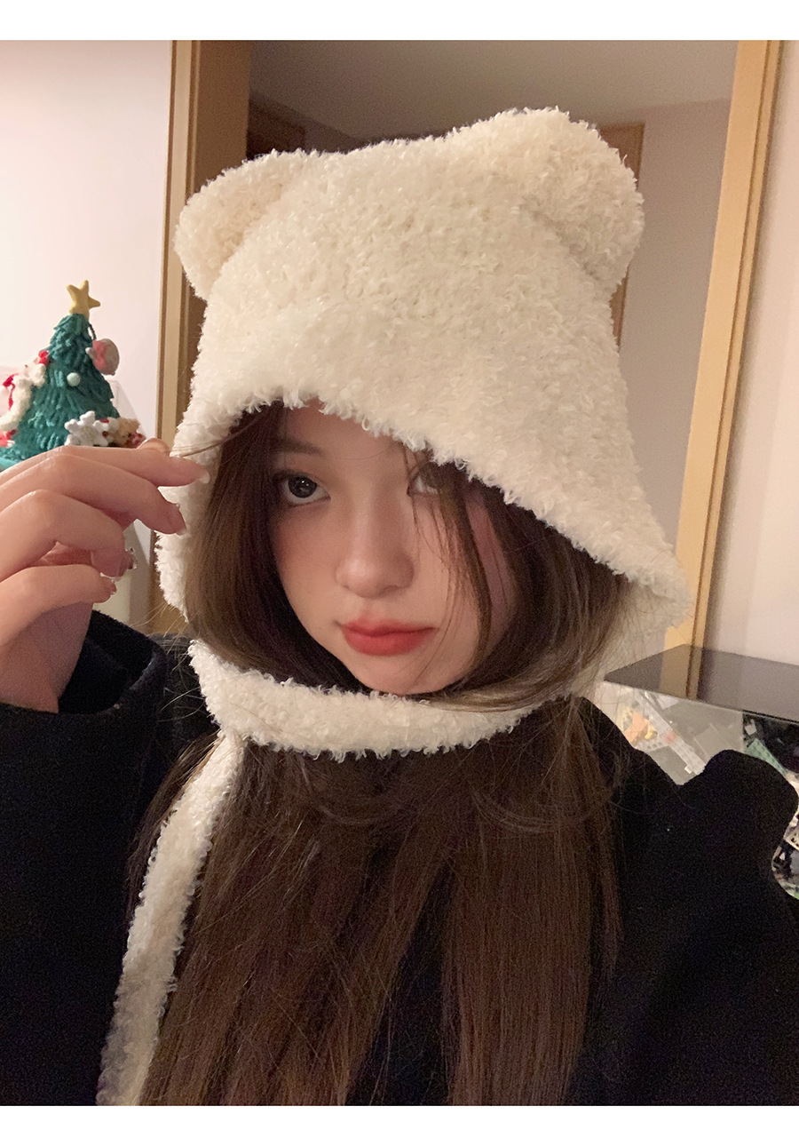 Cute Bear Beanie For Women, Versatile Autumn Winter Hat_voghion.com