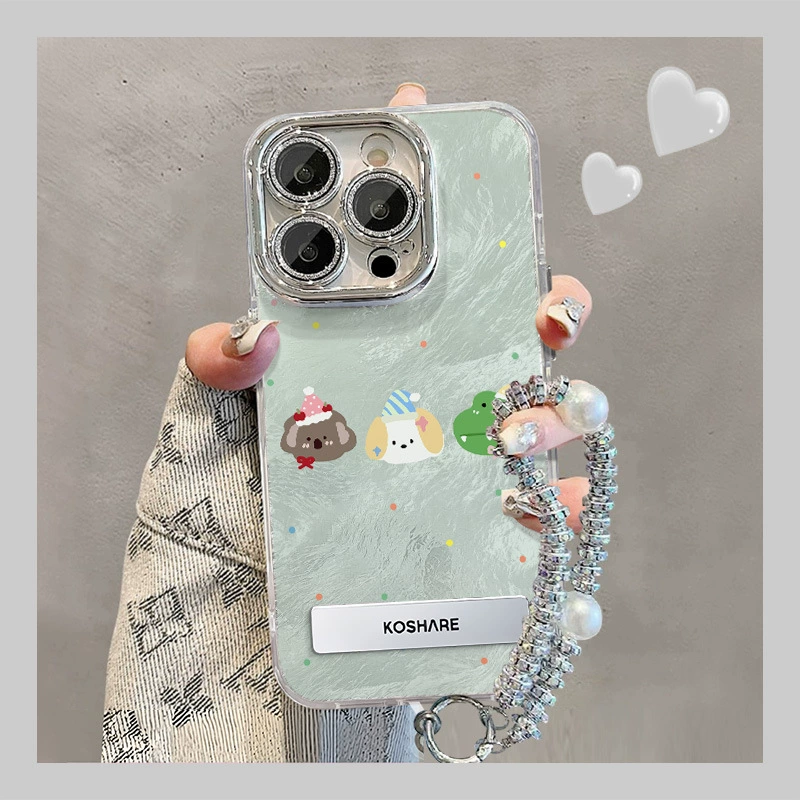 Apple, iPhone 16, совместимый чехол, ободок с маленькими медвежатами, 16 Pro Max, 14, защита от падений
