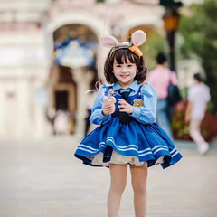 Judy Rabbit Police Cosplay Dress for Girls, Lolita Princess Skirt, Spring and Summer Baby Birthday Formal Dress, Sundress