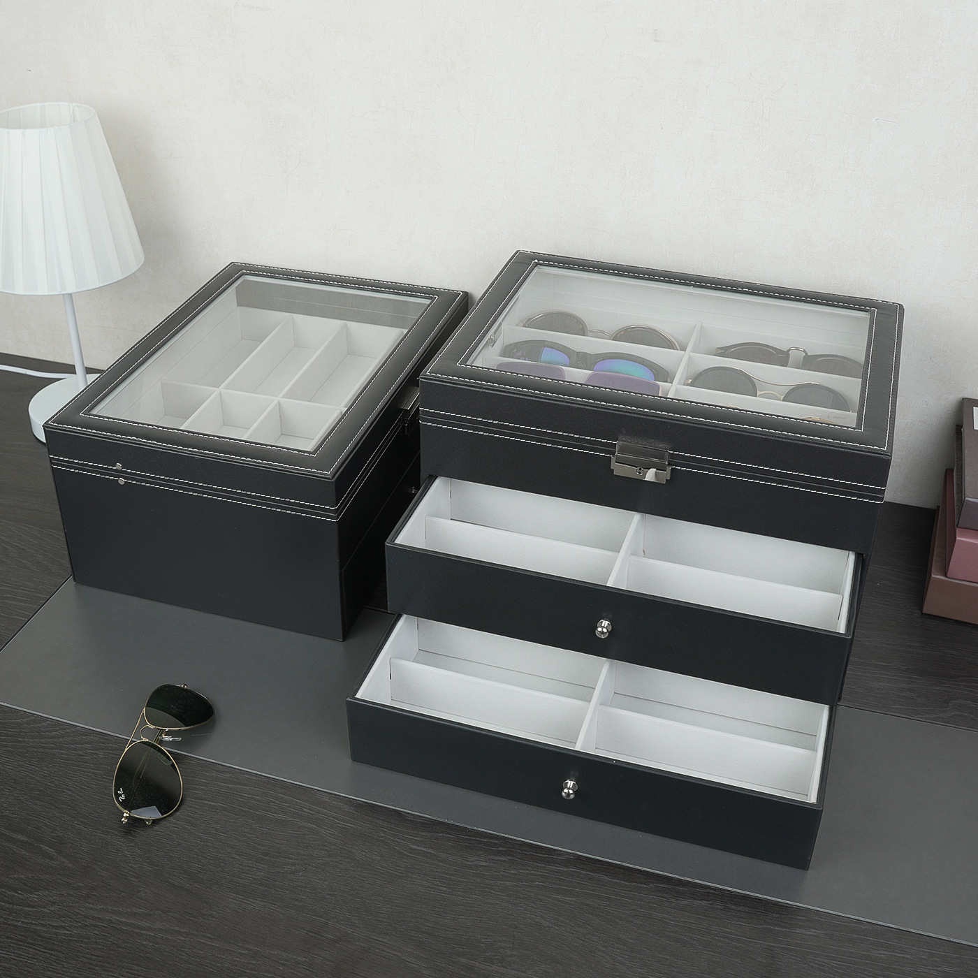 デレスメガネ収納ケース12格16格18格24格サングラス展示ケース多格サングラス整理引き出し