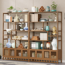 新中式博古架茶叶茶具展示架货架小摆件古董架茶柜置物架客厅书架