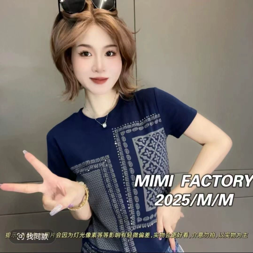 Женская одежда больших размеров, новинка 2025 года, летняя футболка с короткими рукавами, слегка толстая мм, стиль из чистого хлопка, свободный топ, закрывающий живот, для похудения