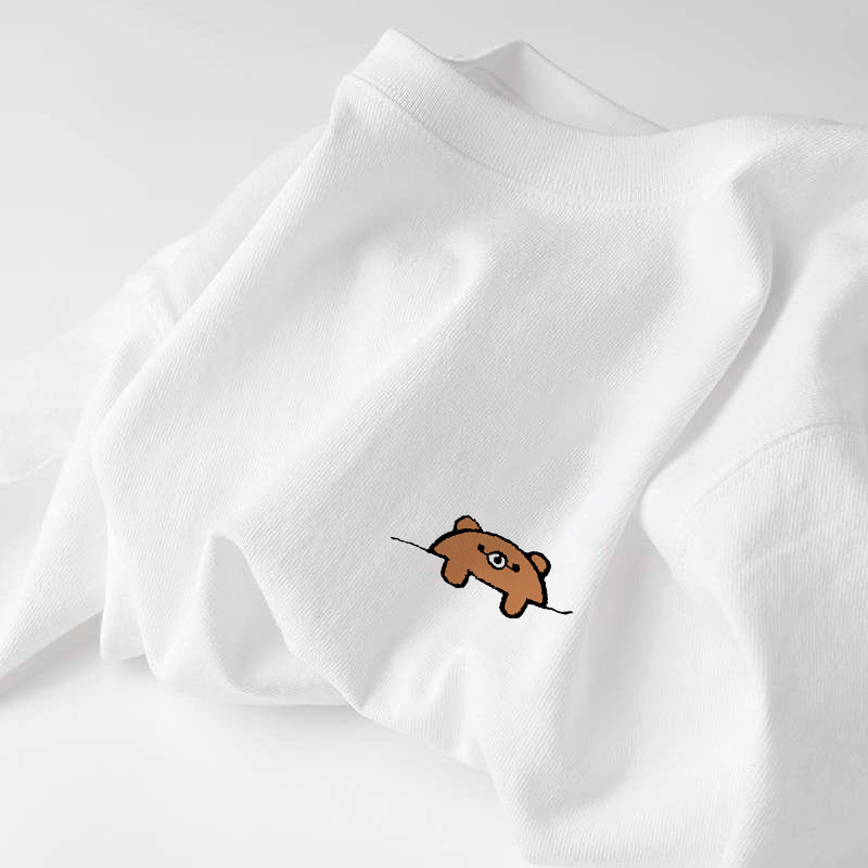 Short Sleeve White Lazy Bear