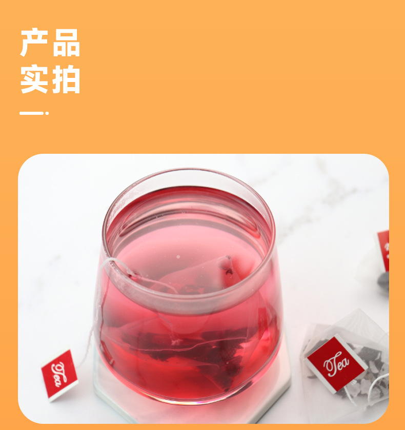 Blueberry Blackcurrant Fruit Tea 180g 30 Pyramid Bags with Roselle Hibiscus and Rock Sugar Floral Fruity Blend in use