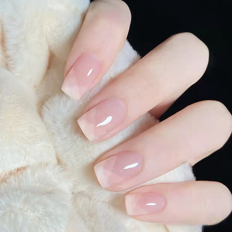 Wearable Pressing Fake nail Net Inclined French Temperament Gentle Nude nail Sticker Removable nail Finished nail