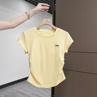 Chubby Girls plus size Women's Summer Dress Elegant Slimming Niche All-match Fashionable Slim-fit Belly Covering Age-reducing T-shirt Ins