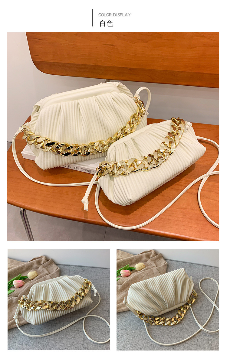 Popular Folds Clouds Shaped Bag Thick Chain Shoulder Messenger Portable Bag display picture 20