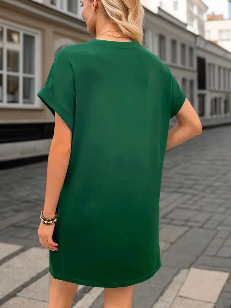 Women Clothing out Heart-Shaped Sequin Embroidery round Neck Casual Short Sleeve Drop Shoulder Sleeve Loose Dress 10 Women Clothing out Heart-Shaped Sequin Embroidery round Neck Casual Short Sleeve Drop Shoulder Sleeve Loose Dress